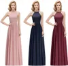 Real Image Designer Blush Pink Bridesmaid Dresses Sexy Halter Lace Chiffon Floor Length Maid of Honor Gown CPS10725793550