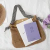 Schultertaschen, marineblau, aus Stroh gewebt, Designer-Handtaschen, Einkaufstasche, manuell, One-Shoulder-Damen, vielseitige Urlaubs-Strandtasche 240311