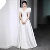 White Satin Wedding Dresses for Bride Elegant Sexy V Neck Long Prom Evening Guest Party Women Dress Summer Formal vestidos240318