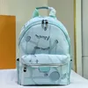 Mochila de grande capacidade Bolsa de ombro Designer de couro genuíno Bolsa de viagem Combinação de cores clássicas com impressão de letras Bolso frontal Bolsa de alta qualidade com zíper aberto