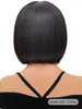 Perucas sintéticas perucas de renda naturalmente curto bobo perucas de cabelo humano em linha reta para as mulheres real festa diária preto 240318