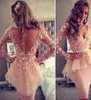 Vestido de celebridade com manga comprida e decote em V Myriam Fares Friendtube na altura do joelho2955686