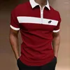 Polos masculinos 2024 Spell Color Homens Verão Manga Curta Moda Casual Zipper Camisa Polo