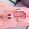 Hoop Earrings Natural Real Red Ruby Earring Luxury Snake Style 2.5 5mm 0.3ct 4pcs Gemstone 925 Sterling Silver Fine Jewelry L24372