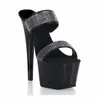 Slippers 17cm Stripper Heels Platform Pole Dance Nightclub Models Show Women Full Dress Party Rhinestone Peep Toe Stage