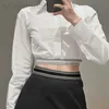 Women's Blouses & Shirts designer South Oil High Version Luo Family Shirt 24 Spring Waist Open Bellybutton Leisure Slim Fit Flip Collar Long sleeved 966J