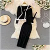 Basic Casual Dresses 32% Off Designer Clothing Fashion V-Neck Long Sleeve Knitted Top Shawl Cardigan Two Piece Suit Medium Tight Elast Otcqh