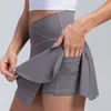 Lu Align Align Lu Lemon Saia plissada de tênis feminina com bolsos Shorts Crossover Cintura alta Atlético Golf Skorts Treino Saias esportivas s