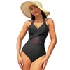 Maillots de bain pour femmes One Piece Solid Femmes Girl Summer Vacances Beach Uniforme Sprots Swim Tissu Big Taille Bikini Maillot de bain conservateur