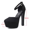 Boots Platform Pumpar Kvinnor Sexiga Fashion High Heels 14cm Spike Heels Ankel Strap Black Platform Pumpar Party Shoes For Lady Wedding Shoe