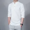 Ternos a3188 homens primavera topos t moda masculina tshirts gola de manga comprida magro base camisa homme linho tshirt