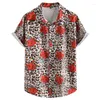 Men's Casual Shirts Colorful Tiger Leopard 3d Print Tropical Floral Hawaiian Shirt Button Down Short Sleeves Summer Beach Blouse