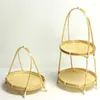Kitchen Storage Bamboo Weaving Straw Baskets Fruit Bread Food -Single Layer