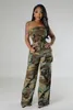 Arbetsklänningar Stylish Summer Women Camouflage Fabric Set Oregelbundna toppar och delad kjol Streetwear Y2K -kläder Kvinnliga Sexiga två 2 -delade kostym