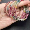 Bracelets à maillons en tourmaline naturelle, pierre de guérison en cristal extensible, pierre précieuse polychrome pour femmes, cadeau d'anniversaire, 1 pièce de 6MM