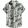 Camisas casuales para hombres Camisa hawaiana para hombres Impresión 3D Planta tropical Palmera Mangas cortas Playa Verano Botón Blusa Ropa de calle