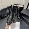 Chelsea-Stiefel aus Leder mit Plateausohle zum Hineinschlüpfen, rund, flache Stiefeletten, klobiger Halbstiefel, Luxus-Designer, High-Top-Schuhe für Damen, Ritterstiefel mit dickem Absatz, Größe 35–41