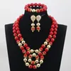 Halsbandörhängen Set Lovely Red African Beads 14mm Coral Pärled Nigerian Wedding Jewelry 16 Colors WD966