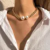 Pendentif Colliers Mode européenne et américaine Chaînes cubaines lisses Femmes Gothique Collier de perles rondes Fille Collier Bijoux Cadeau
