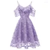 Party Dresses Dongcmy Short Floral V-ringen prom Purple Color Elegant Sexy Women Vestidos de Gala