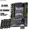 Комплект материнской платы QIYIDA X99 xeon LGA2011-3 E5 2680 V4 4*8 ГБ = 32 ГБ, 3200 МГц, 4 канала DDR4 SATA 3,0 nvme M.2 ATX 240314