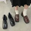 Boots Platform Loafers Mary Janes Женская обувь Square Toe British Style Women Retro Big Toe Allmatch Loafer