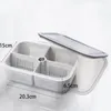 Bouteilles de stockage 2 pièces Ensembles de conteneurs alimentaires gris faciles à utiliser avec 4 compartiments amovibles Couvercle de boîte carrée Plateau de légumes Légumes