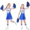 Andningsbar cheerleader barn skolflickor kläder klänning fancy cheerleader team sport uniform outfits 240305