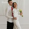 Elegant Wedding Dress For Woman 2024 High Neck Full Sleeves Ankle Length Beach Bridal Gown Satin Vestido de Customed YD