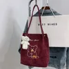 Sacs à bandoulière rétro en velours côtelé pour femmes, sac à main décontracté pour dames, fourre-tout Vintage réutilisable, pochette seau en tissu pour filles