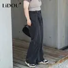 Frühling Herbst Mode Großzügige Gerade Hosen Plus Größe Hosen Frauen Hohe Taille Hose Drapieren Streetwear Lose Bottom240318