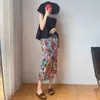 S-3XL Skirts Women Printing Vintage Folds Summer Personality High Waist All-match Fashion Ulzzang Vacation Casual Korean Style 240318