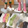 Women Socks Candy Colored Solid Pile With Embroidered Letters On The Heel For Sports