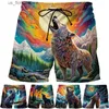 Męskie szorty 3D Drukuj dla zwierząt Wolf Shorts Hip Hop Style HARAJUKU Plaży Shorts For Men Casual Cool Szy Quick Surf Shorts Mężczyzn Sympies Y240320