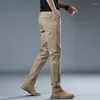 Erkekler Pantolon Erkekler 2024 İlkbahar ve Yaz Düz Renk Slims Slim All Maç Gevşek Düz Uzun Giyim Gri Khaki