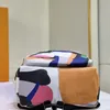 Stor kapacitet ryggsäck axelväska designer äkta läder resande väska kombination färg klassisk bokstav tryckning framficka hög kvalitet väska