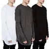 Herren-T-Shirts, Frühlings-Hip-Hop-Voll-Langarm-T-Shirt mit Daumenloch-Manschetten, T-Shirts mit gebogenem Saum, männliche Streetwear-Oberteile in Übergröße, 2XL