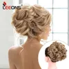 Perucas sintéticas Leeons Cabelo Sintético Bun Marrom Loira Curly Chignon Messy Bun Comb Clipe no cabelo Updos Hairpieces para mulheres 240329