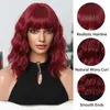 Parrucche sintetiche Parrucche ondulate rosso vino con frangia Parrucca corta Bob Vacanza Parrucche rosse ricce per capelli sintetici Parrucche per feste da donna Capelli finti Resistenti al calore 240328 240327