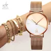 Shengke SK Women Bransoletnie Zestaw skórzany zegarek zegarek Vintage Lady Watch Nieregularny zegar Mjer Bayan Kol Saati Montre Feminino265J