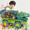 Diecast Model Cars Car Toys Dinosaurs Transport Carrier Veículo Indominus Rex Jurassic World Park Truck Model Game para crianças Aniversário Kids GiftsL2403