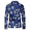 Blauw bedrukt jasje voor mannen om te dragen kerst herenjas mode casual kostuum homme rood zwart blauw blazer masculino 240309