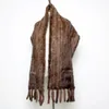 Scarves Luxury Knitted Genuine Scarf Shawl Fashion Tassels Natural Real Poncho Lady Warm Long Cape