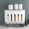 Storage Bottles Dry Food Dispenser Cereal Container Grain With 5 Grids Wall Mount Kitchen Visible Window For Nuts & Rice