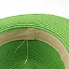 Berets Einfache Sommer Mädchen Strohhut Frauen Breite Krempe Strand Quaste Graffiti Cap Casual Damen Sonne Flache Top Panama