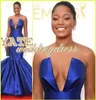 Mais novo Keke Palmer Emmy Awards Tapete Vermelho Querida Sereia Vestidos de Celebridades Cetim Ruffles Azul Royal Vestidos de Noite Vestido de Baile 6096683