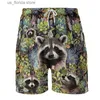 Men's Shorts 3D Printed Procyon Lotor Pattern Beach Shorts For Men Funny Animal Raccoon Short Pants Clothes Casual Mens Hip Hop Trunks Y240320