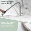 Kitchen Faucets Commercial Faucet With Pull Down Sprayer Double-Headed Sink Deck Plate Brushed Nickel