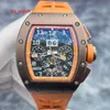 RM WATK KOLEKCJA Crystal Watch RM011 AK TI Dial Dial Miedziana Tytan Materiał Kalendarz Timing Automatyczne mechaniczne męskie zegarek