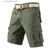 Men's Shorts Cargo Kn shorts for mens sports and leisure Bermuda shorts plus size cotton half pants straight running gym shorts Y240320